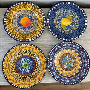 Williams Sonoma Blue and Yellow Dinnerware Set with Intricate Designs
